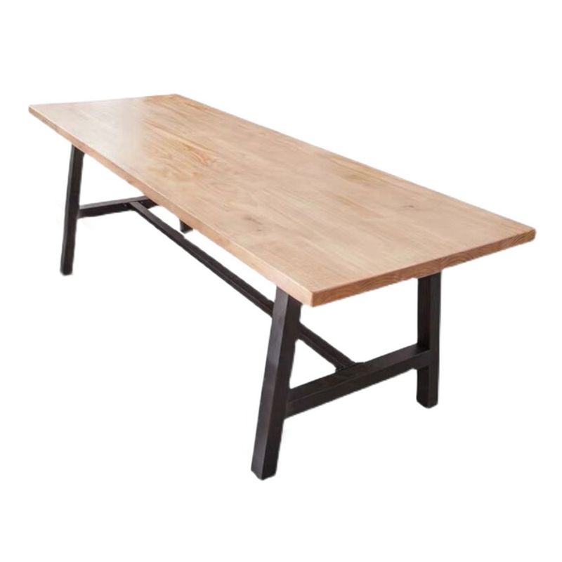 Rectangle Wood Color Dining Table Solid Wood Table Industrial with Trestle Base Clearhalo ' dining_table' 'Dining Tables & Seating' 'Dining Tables' 'furn' 'furn_dining_table' 'Furniture' 'furniture_dining_table' 'Kitchen & Dining Furniture' 'kitchen&dining_furn' 'kitchen' 'kitchen_dining_table' 1200x1200_df9f63aa-d955-4602-aa8f-9446b2690e69