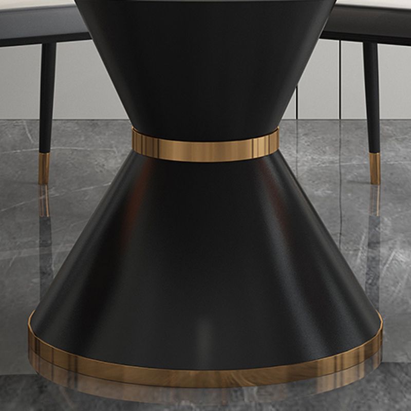 Contemporary Style Round Dining Table Steel Pedestal Base Table for Room Clearhalo 'Dining Tables & Seating' 'Dining Tables' 'dining_table' 'furn' 'furn_dining_table' 'Furniture' 'Kitchen & Dining Furniture' 1200x1200_df9ff138-3fec-42fc-8944-a787cd4f538d
