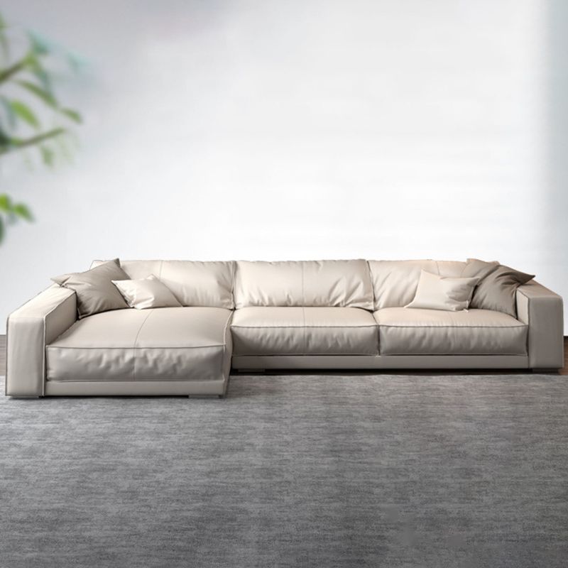 Square Arm Sectional Sofa Contemporary 3-seater Leather Sectional Clearhalo 'furn' 'furn_sectionals' 'Furniture' 'Living Room Furniture' 'Sectionals' 1200x1200_dfa20306-bd71-49ae-a932-3d04572b5489