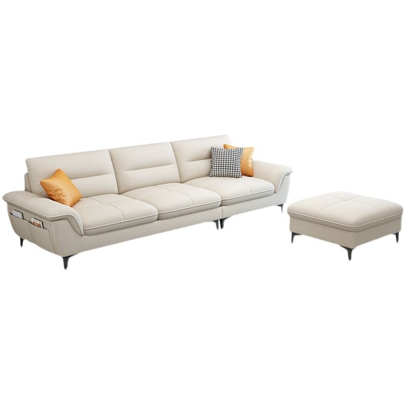 Stain-Resistant Sectional Sofa for Living Room in White with Pillow Top Arm