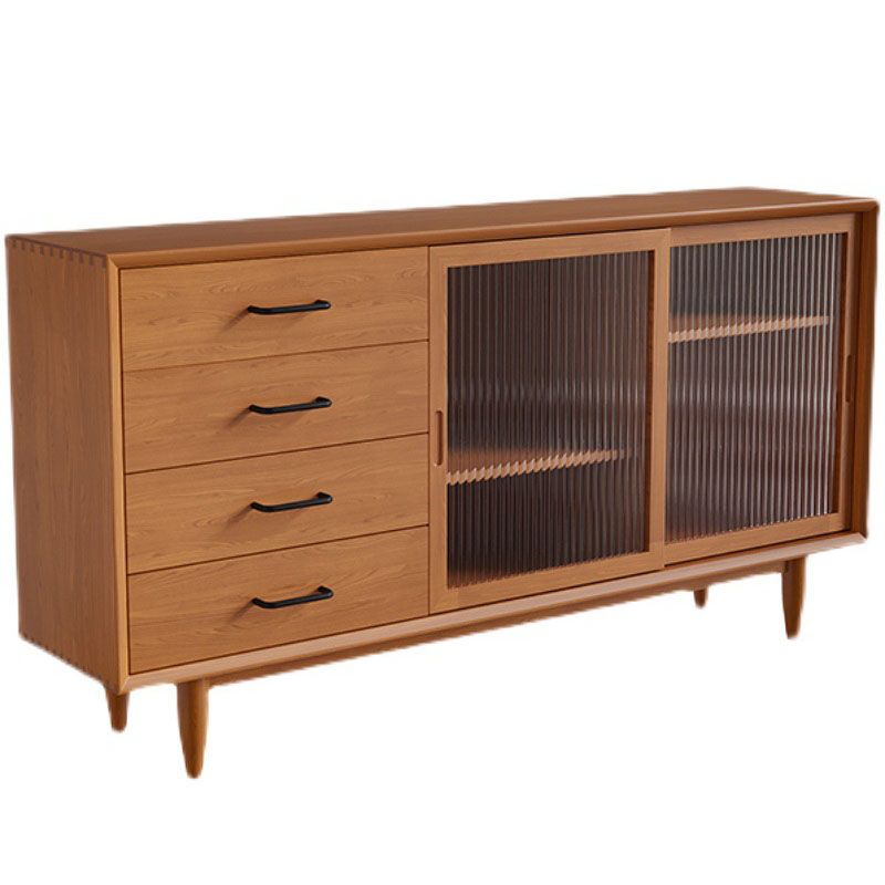 Contemporary Sliding Doors Sideboard Solid Wood Sideboard with 4 Drawer Clearhalo 'buffet_sideboard' 'Buffets & Sideboards' 'furn' 'furn_buffet_sideboard' 'Furniture' 'Kitchen & Dining Furniture' 1200x1200_dfa34b2f-cd85-4893-937c-13af0e047963
