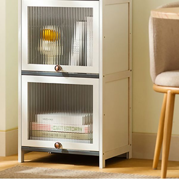 Contemporary Bamboo Accent Cabinet in White 12.6" D Chest with Glass Paned Clearhalo 'Cabinets & Chests' 'cabinets_chests' 'furn' 'furn_cabinets_chests' 'Furniture' 'Living Room Furniture' 1200x1200_dfa51f76-2870-406b-a0f5-ca1276298ac0