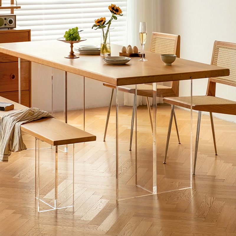 Rectangle Double Base Dining Table Modern Pine Wood Table for Kitchen Dining Room Clearhalo 'Dining Tables & Seating' 'Dining Tables' 'dining_table' 'furn' 'furn_dining_table' 'Furniture' 'Kitchen & Dining Furniture' 1200x1200_dfa54c93-be78-429c-b324-795c6ca288fe