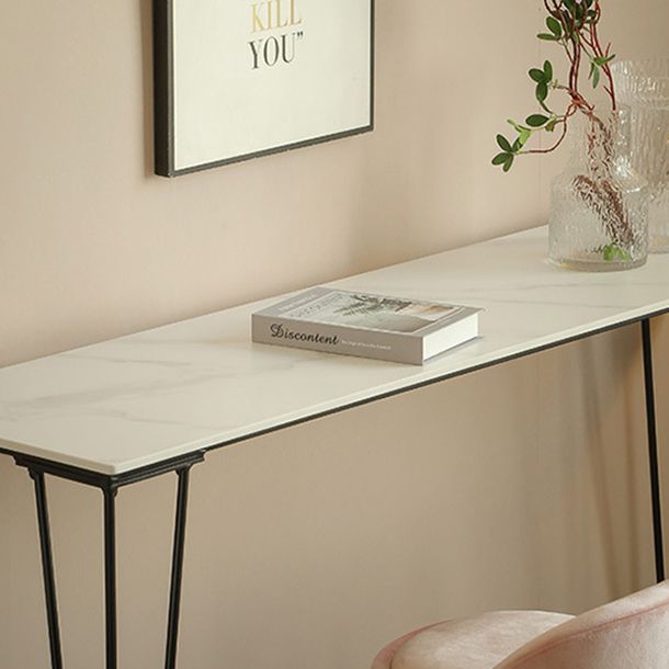Stone Bar Dining Table Industrial Bar Dining Table with 4 Black Legs Clearhalo 'Bar Furniture' 'Bar Tables' 'bar_tables' 'furn' 'furn_bar_tables' 'Furniture' 'furniture_bar_tables' 'Kitchen & Dining Furniture' 1200x1200_dfacd7a7-652a-483c-89d7-cd4e12a2fe02