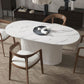 Oval Sintered Stone Dining Table Modern Home Dining Table with Wood Pedestal Base