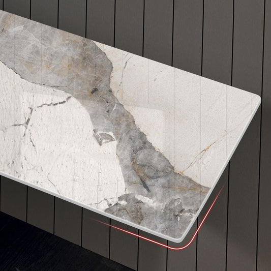 16 inch Wide Modern Accent Table Rectangle Shape Stone Console Table for Hall