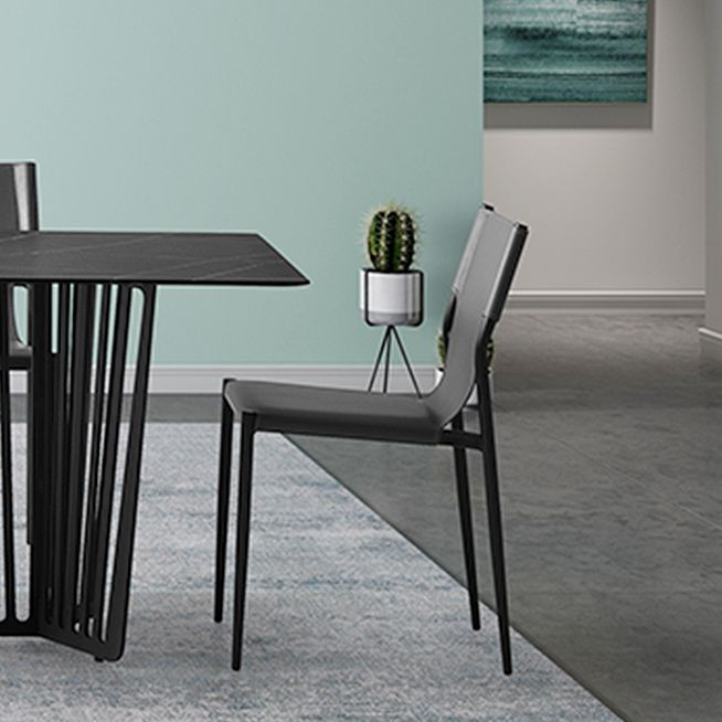 Minimalist Leather Dining Chairs Armless Solid Back Chairs for Kitchen Clearhalo 'Dining Chairs' 'Dining Tables & Seating' 'dining_chair' 'furn' 'furn_dining_chair' 'Furniture' 'furniture_dining_chair' 'Kitchen & Dining Furniture' 1200x1200_dfb00107-9b3f-4a36-9924-ca023318c421