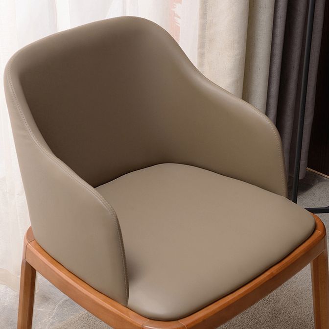 Scandinavian Solid Back Arm Chair Matte Finish Leather Dining Chair (Set of 2) Clearhalo ' kitchen&dining_furn' 'Dining Chairs' 'Dining Tables & Seating' 'dining_chair' 'furn' 'furn_dining_chair' 'Furniture' 'furniture_dining_chair' 'Kitchen & Dining Furniture' 'kitchen' 1200x1200_dfb0463c-797e-4d9e-9156-aa8612951ff8