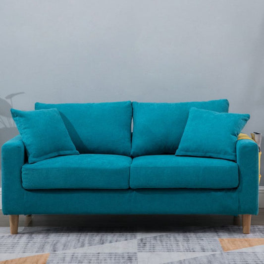 Loose Back Square Arm Sofa 2-Seater Fabric Cushions Loveseat with Storage