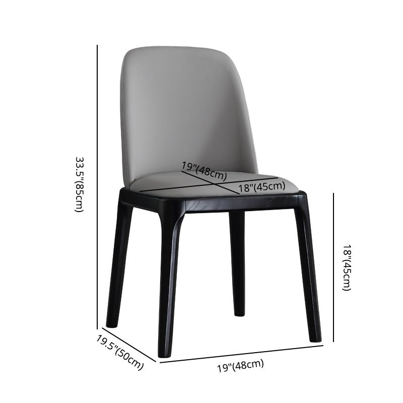 Scandinavian Style Faux Leather Side Chairs with Wooden Legs Solid Back Chair for Home Clearhalo ' kitchen&dining_furn' 'Dining Chairs' 'Dining Tables & Seating' 'dining_chair' 'furn' 'furn_dining_chair' 'Furniture' 'furniture_dining_chair' 'Kitchen & Dining Furniture' 'kitchen' 1200x1200_dfb42930-e5ba-47e2-827a-10caed3243d6