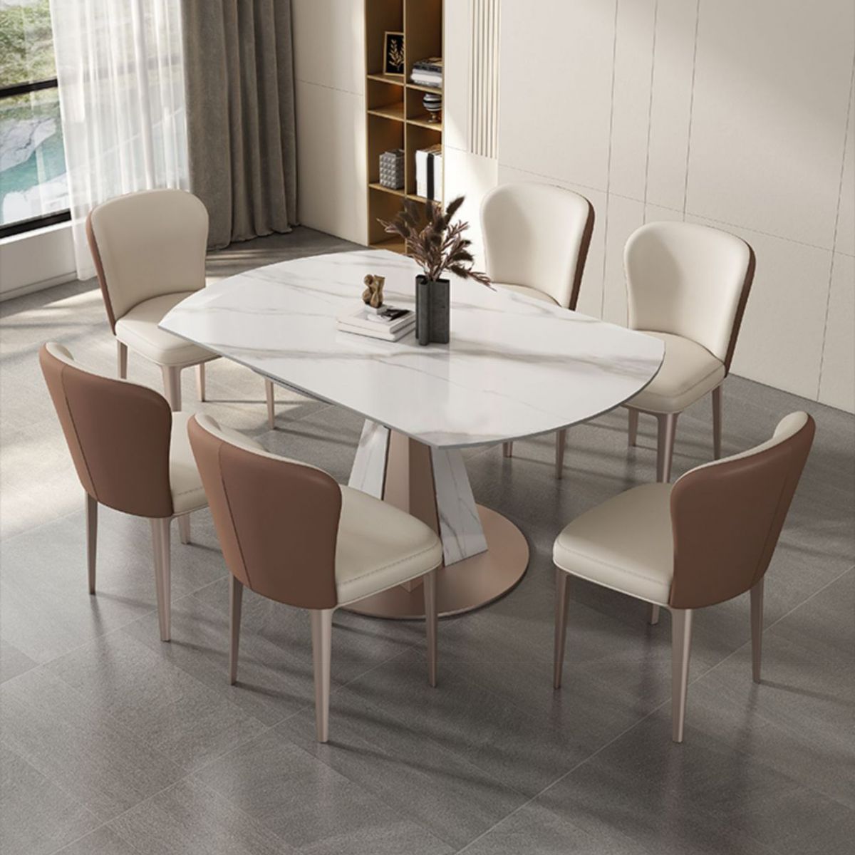 Modern Sintered Stone Dining Table Set 1/2/5/7/9 Pieces Dining Set for Home Use Clearhalo 'Dining Room Sets' 'Dining Tables & Seating' 'dining_room_set' 'furn' 'furn_dining_room_set' 'Furniture' 'Kitchen & Dining Furniture' 1200x1200_dfb552b1-2067-4d5f-aaf2-554c00131c4c