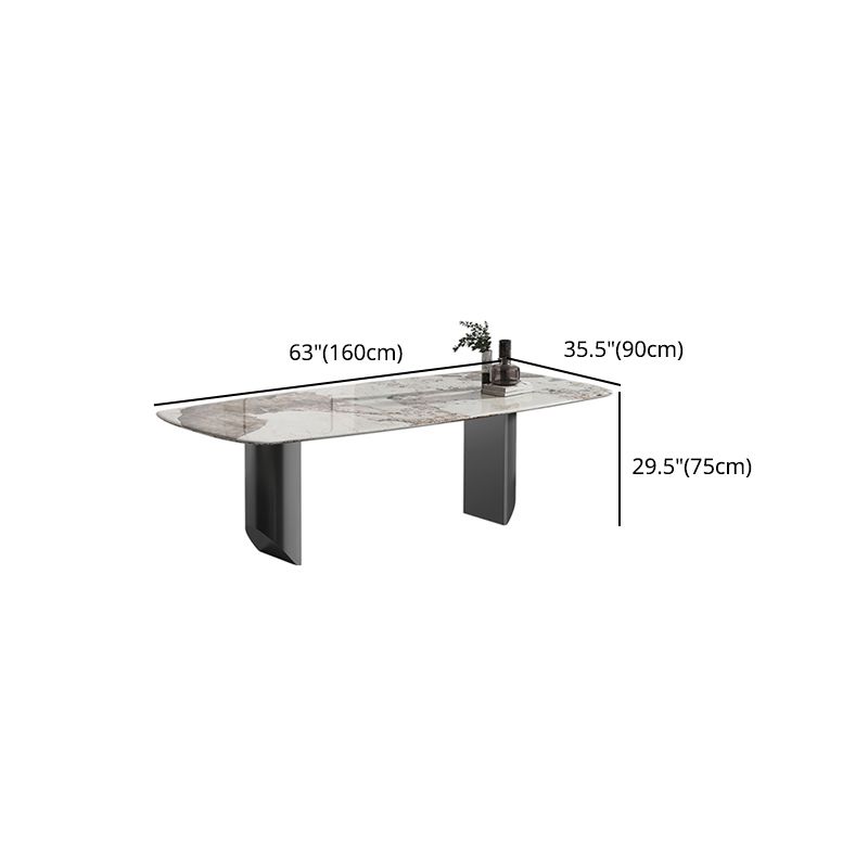 Mesa de comedor de piedra dorada Base gris rectangular mesa moderna