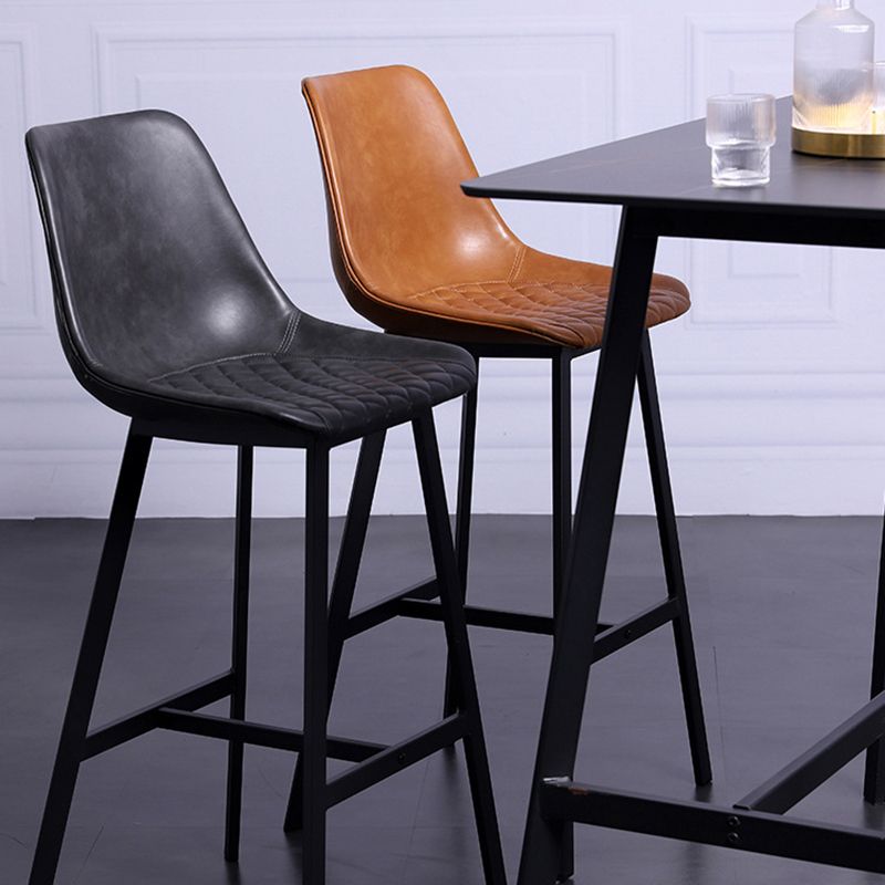 Modern Leather Seats Barstool Metal 4 Legs Base Bar Stool for Living Room Clearhalo 'Bar Furniture' 'Bar Stools' 'bar_stools' 'furniture_bar_stools' 'Kitchen & Dining Furniture' 'kitchen&dining_furn' 'kitchen' 'kitchen_furn' Furniture' 1200x1200_dfb624ba-b243-4605-b0ff-ae49b026ccaf