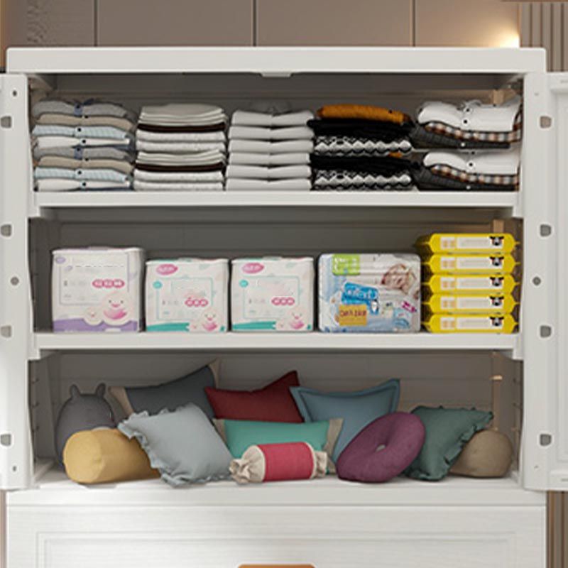 White Plastic Wardrobe Armoire with Legs Contemporary Wardrobe Closet Clearhalo 'Armoires & Wardrobes' 'armoires_wardrobes' 'Bedroom Furniture' 'furn' 'furn_armoires_wardrobes' 'Furniture' 1200x1200_dfb63ab5-72f1-4308-af43-008faede82cf