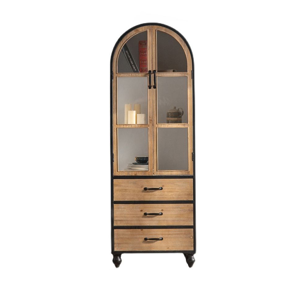 Wood and Iron Chest with Doors Bar Pulls Accent Cabinet with Shelves Clearhalo 'Cabinets & Chests' 'cabinets_chests' 'furn' 'furn_cabinets_chests' 'Furniture' 'Living Room Furniture' 1200x1200_dfb7197e-f57f-4068-a760-607d0e49574c