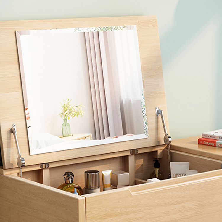 Trucco in legno in legno vanità camera da letto tostata con specchio