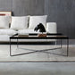Mid-Century Modern Black Coffee Table with Iron Tray Top and Cross Legs
