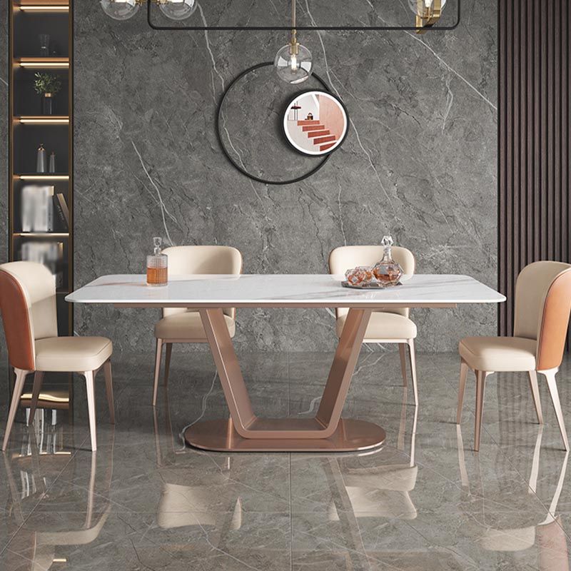 Rose Base Pedestal Casual Dining Table Rectangle Traditional Luxury Dining Table Clearhalo 'Dining Tables & Seating' 'Dining Tables' 'dining_table' 'furn' 'furn_dining_table' 'Furniture' 'Kitchen & Dining Furniture' 1200x1200_dfbc6b05-649d-42ff-b8b3-81247e62c1eb