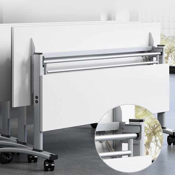 Rectangular Writing Desk Metal Base with Caster Wheel Desk for Office Clearhalo 'Furniture' 'furniture_office_desk' 'Office Desks' 'Office Furniture' 'office_desk' 1200x1200_dfbce35c-abae-4350-8e31-a4f3a8455d1c