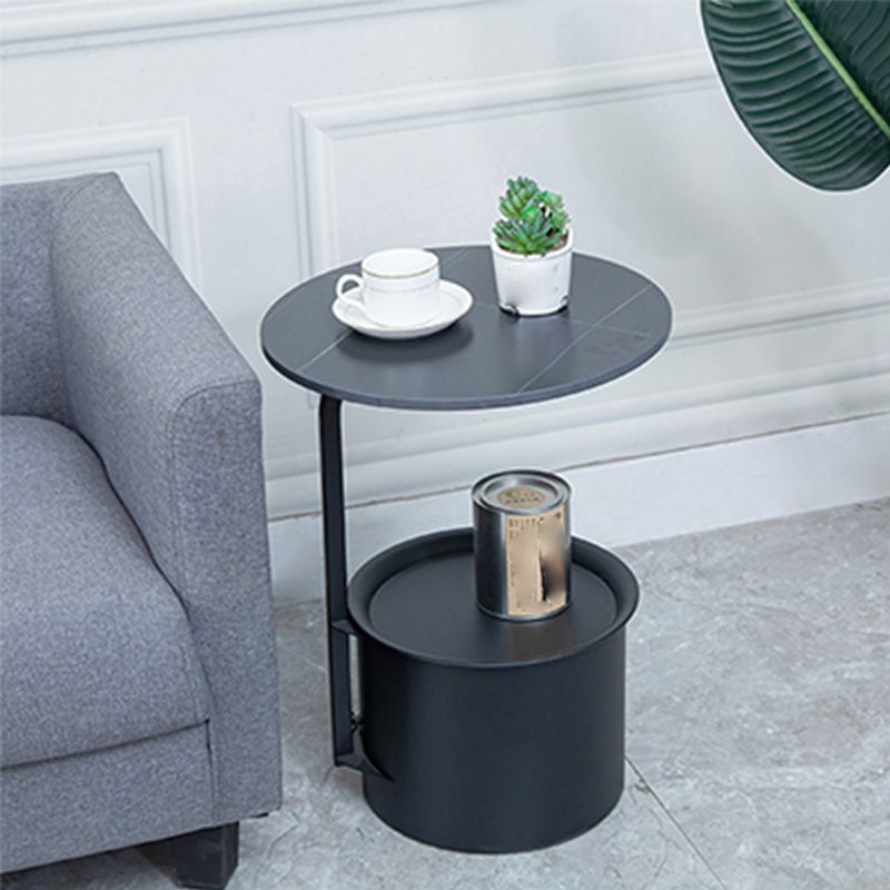 Table d'appoint rond moderne à rond / fer 22 "Table d'extrémité abstraite de haut avec stockage