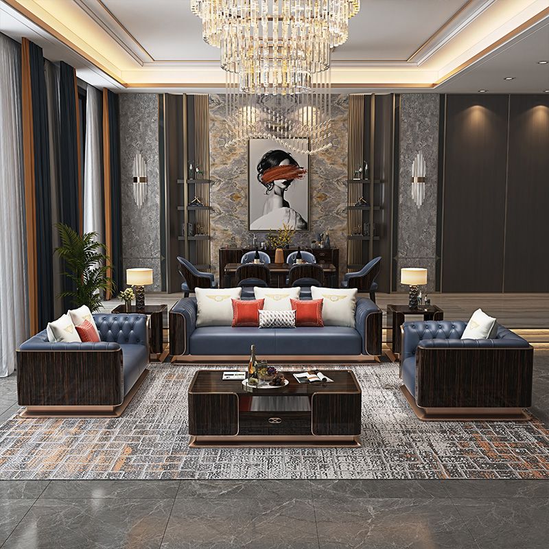 Modern Genuine Leather Sofa 29.52" High Pillow Top Arm  Sofa