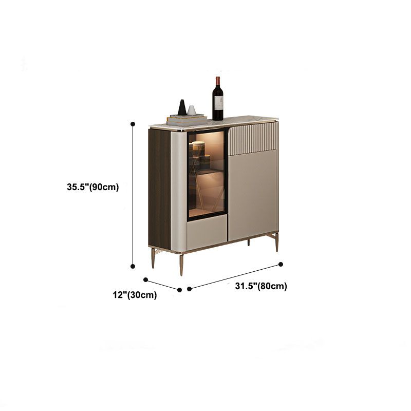 Glam Style Buffet Sideboard White Sintered Stone Top Server with Door and Drawer Clearhalo 'buffet_sideboard' 'Buffets & Sideboards' 'furn' 'furn_buffet_sideboard' 'Furniture' 'Kitchen & Dining Furniture' 1200x1200_dfbf3ac2-7410-433b-806d-3a92e8895c75