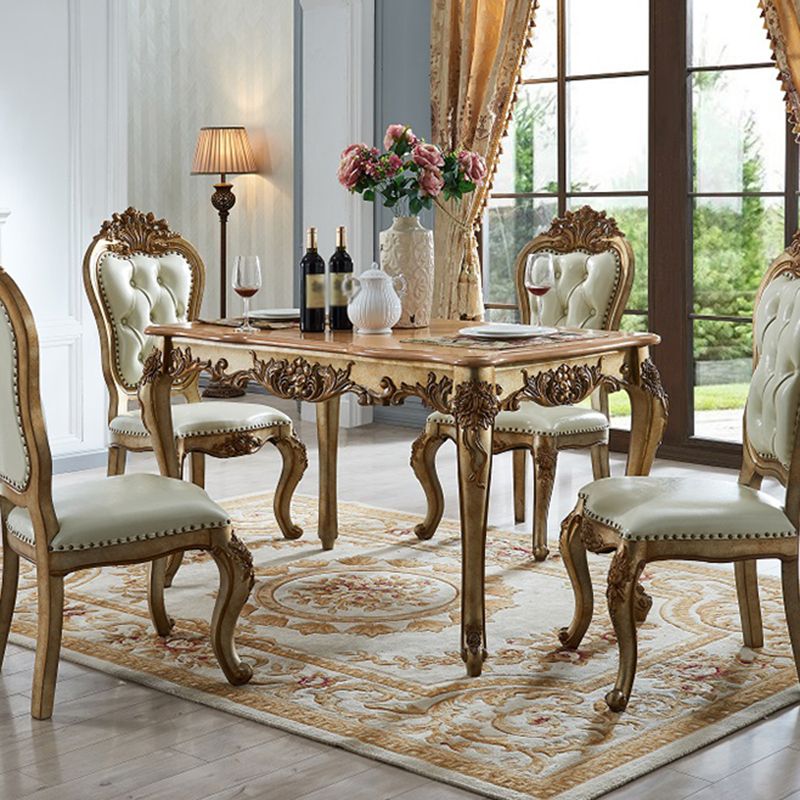 Rectangle Wood Color Dining Table Solid Rubberwood Table Victorian with 4 Legs Clearhalo ' dining_table' 'Dining Tables & Seating' 'Dining Tables' 'furn' 'furn_dining_table' 'Furniture' 'furniture_dining_table' 'Kitchen & Dining Furniture' 'kitchen&dining_furn' 'kitchen' 'kitchen_dining_table' 1200x1200_dfbf3c8d-b7d3-4e73-b3d8-ef60256538d1