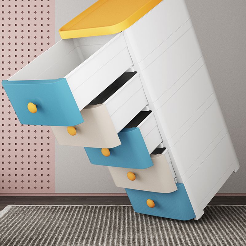 5-Drawer Wardrobe Armoire with Legs Modern Plastic Storage Cabinet Clearhalo 'Armoires & Wardrobes' 'armoires_wardrobes' 'Bedroom Furniture' 'furn' 'furn_armoires_wardrobes' 'Furniture' 1200x1200_dfbf6507-5f0d-49c0-a89a-dfaa6d5d224a