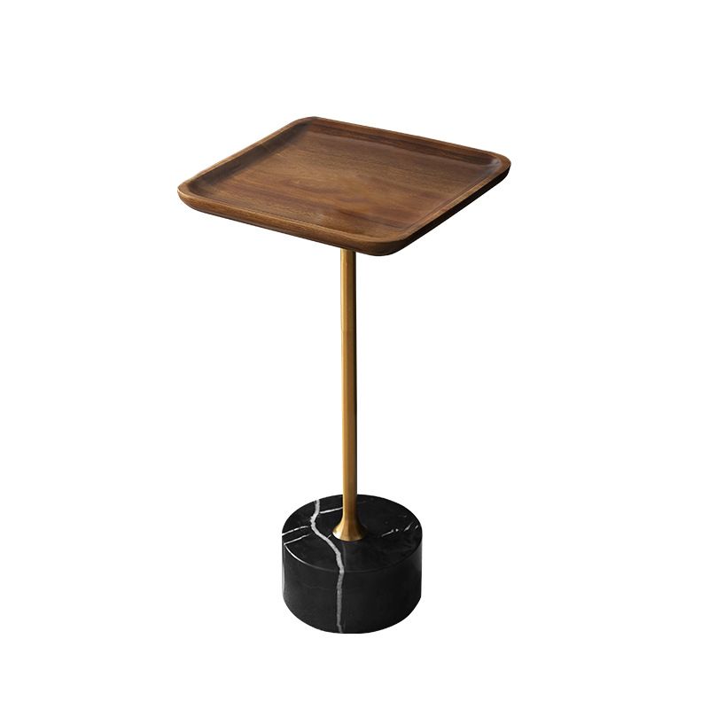 Pedestal Design Cocktail Table Brown Wood Top Marble Pedestal Coffee Table Clearhalo 'Coffee & Accent Tables' 'End & Side Tables' 'end_side_table' 'end_side_tables' 'furn' 'furn_end_side_tables' 'Furniture' 'furniture_end_side_table' 'Living Room Furniture' 1200x1200_dfc09437-23fa-46db-b045-c6debebef36b