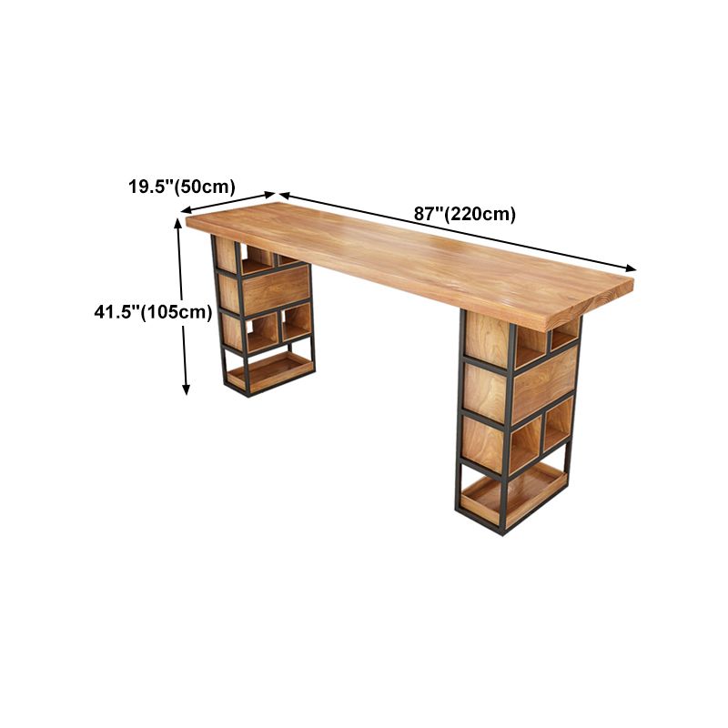 Rectangle Bar Dining Table Contemporary Wood Top Bar Table with Sled ...