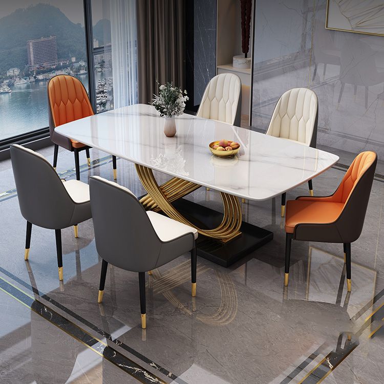 Glam Dinner Table Rectangle Stone Dining Room Table for Kitchen Clearhalo 'Dining Tables & Seating' 'Dining Tables' 'dining_table' 'furn' 'furn_dining_table' 'Furniture' 'Kitchen & Dining Furniture' 1200x1200_dfc16bac-08fc-46dc-a344-47a6589027f1