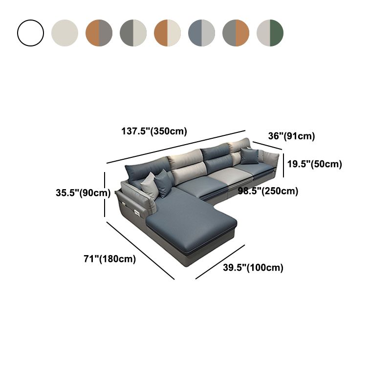 Mid Century Modern Faux Feather 4-seat Sofa & Chaise For Living Room Clearhalo 'furn' 'furn_sectionals' 'Furniture' 'Living Room Furniture' 'Sectionals' 1200x1200_dfc190af-1fbe-41a6-a6aa-4ca7d18246bf