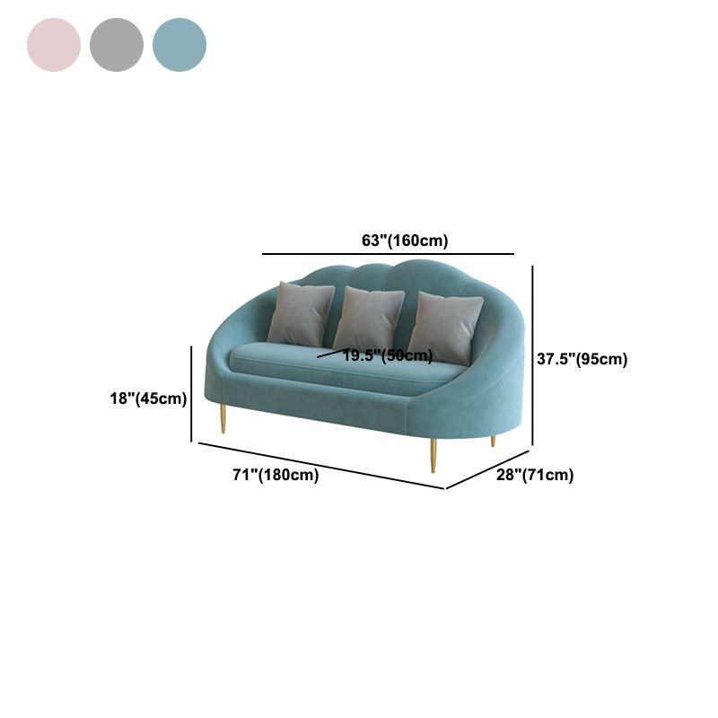 Canapé canapé incurvé contemporain en velours canapé de bras en pente pour le salon