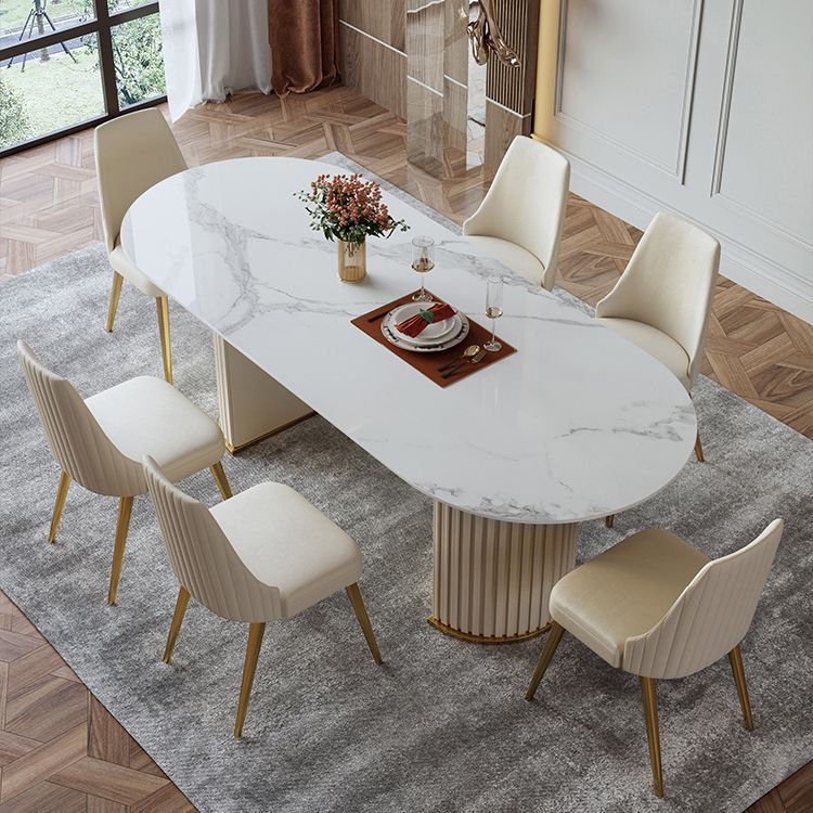 Metal Contemporary Free Form Indoor Table Sintered Stone Table for Dining Room Clearhalo ' dining_table' 'Dining Tables & Seating' 'Dining Tables' 'furn' 'furn_dining_table' 'Furniture' 'furniture_dining_table' 'Kitchen & Dining Furniture' 'kitchen&dining_furn' 'kitchen' 'kitchen_dining_table' 1200x1200_dfc417c6-4708-4152-9231-fe523fcfee14
