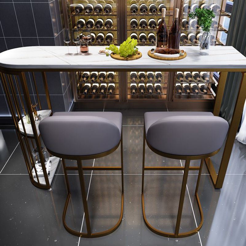 Industrial Free Form Bar Height Table Metal and Stone Bar Table with Double Pedestal Clearhalo 'Bar Furniture' 'Bar Tables' 'bar_tables' 'furn' 'furn_bar_tables' 'Furniture' 'Kitchen & Dining Furniture' 1200x1200_dfc5c961-88a7-445c-8fc1-bb6c8bc13754