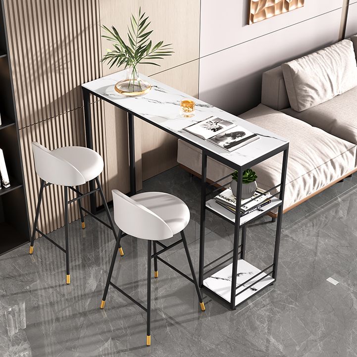 Industrial Stone Bar Dining Table Rectangle Bar Dining Table with Sled Base Clearhalo 'Bar Furniture' 'Bar Tables' 'bar_tables' 'furn' 'furn_bar_tables' 'Furniture' 'Kitchen & Dining Furniture' 1200x1200_dfc6280a-b98c-474c-aafd-7a8e6ce14b93