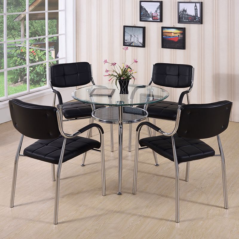 Modern Style Glass Dining Table Clear Round Table with 3 Legs for Home Use Clearhalo ' dining_table' 'Dining Tables & Seating' 'Dining Tables' 'furn' 'furn_dining_table' 'Furniture' 'furniture_dining_table' 'Kitchen & Dining Furniture' 'kitchen&dining_furn' 'kitchen' 'kitchen_dining_table' 1200x1200_dfc71933-7ad9-46f2-bf4f-0afde90a9ce2