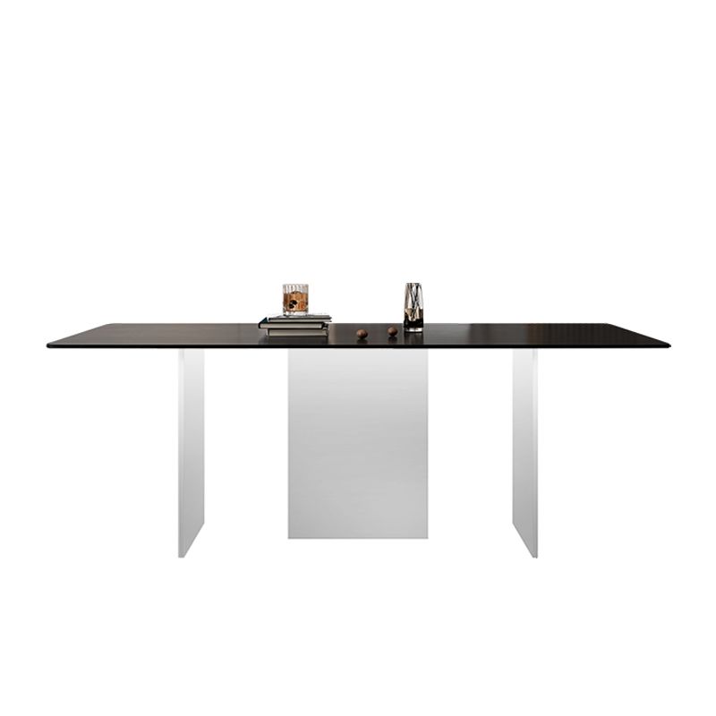 Modern Rectangle Dining Table Black Top Sintered Stone Table for Home Clearhalo 'Dining Tables & Seating' 'Dining Tables' 'dining_table' 'furn' 'furn_dining_table' 'Furniture' 'Kitchen & Dining Furniture' 1200x1200_dfc72471-10a0-4c95-8749-d6ac2a52edbc