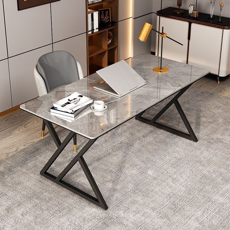 Industrial 29.53" Tall Writing Desk Stone Rectangular Office Desk Clearhalo 'furn' 'furn_office_desk' 'Furniture' 'Office Desks' 'Office Furniture' 'office_desk' 1200x1200_dfc7e29e-6905-4253-81d3-fcf43e1764b2