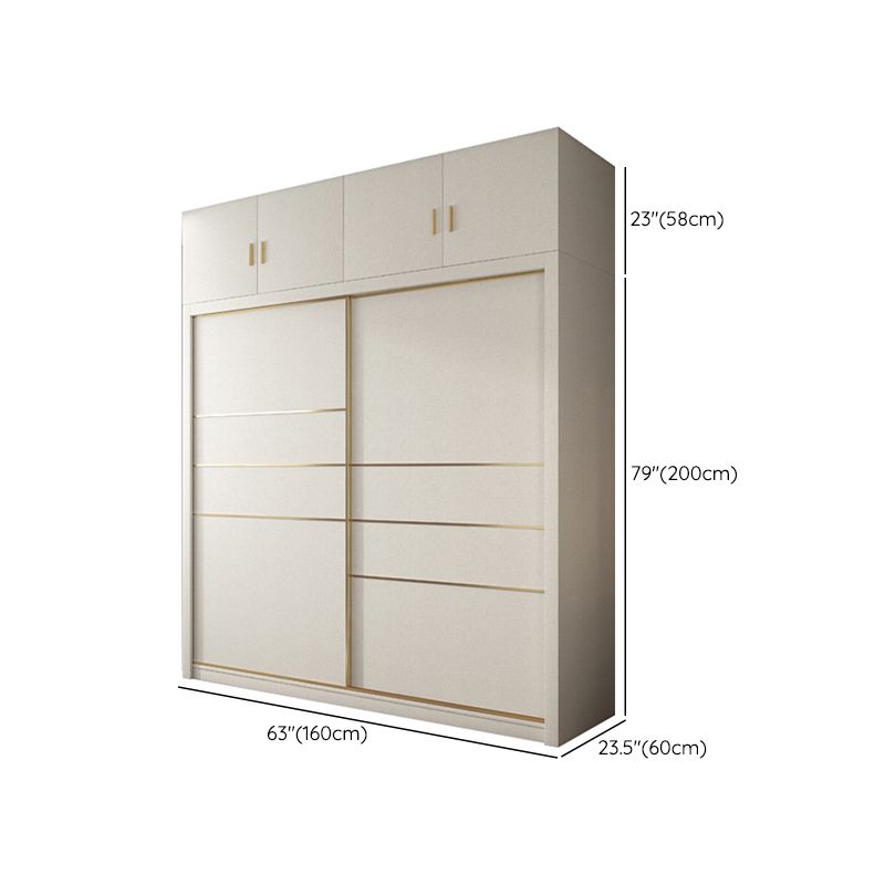 白い固形材のワードローブ鎧モダンスライド2ドアワードローブ
