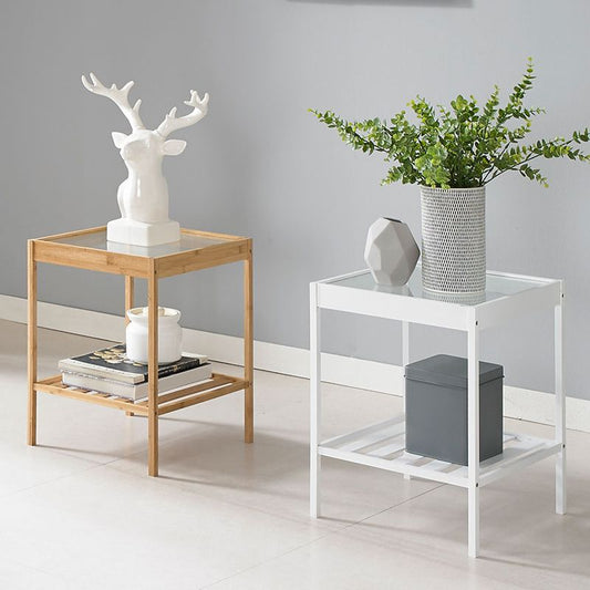 Gabinete moderno de vidrio de la mesita de noche del estante inferior para el dormitorio