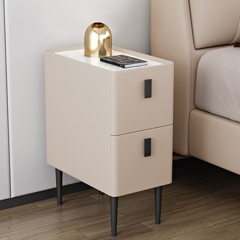 Stone Top Night Tisch moderne 22 Zoll H 2-Drawer Imitation Holz Nachttisch mit Beinen