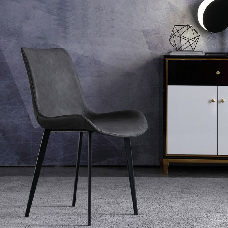 Kitchen Dining Armless Chair Faux Leather Dining Chair in Grey