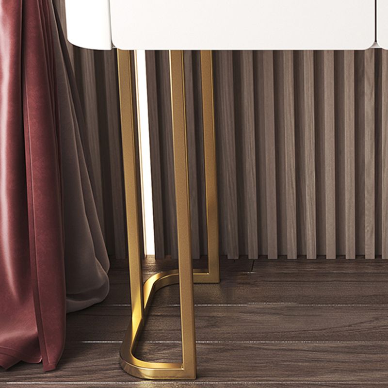 Tables de vanité blanche brillante du maquillage de maquillage glamour avec 4 tiroirs, 15,74 "de large