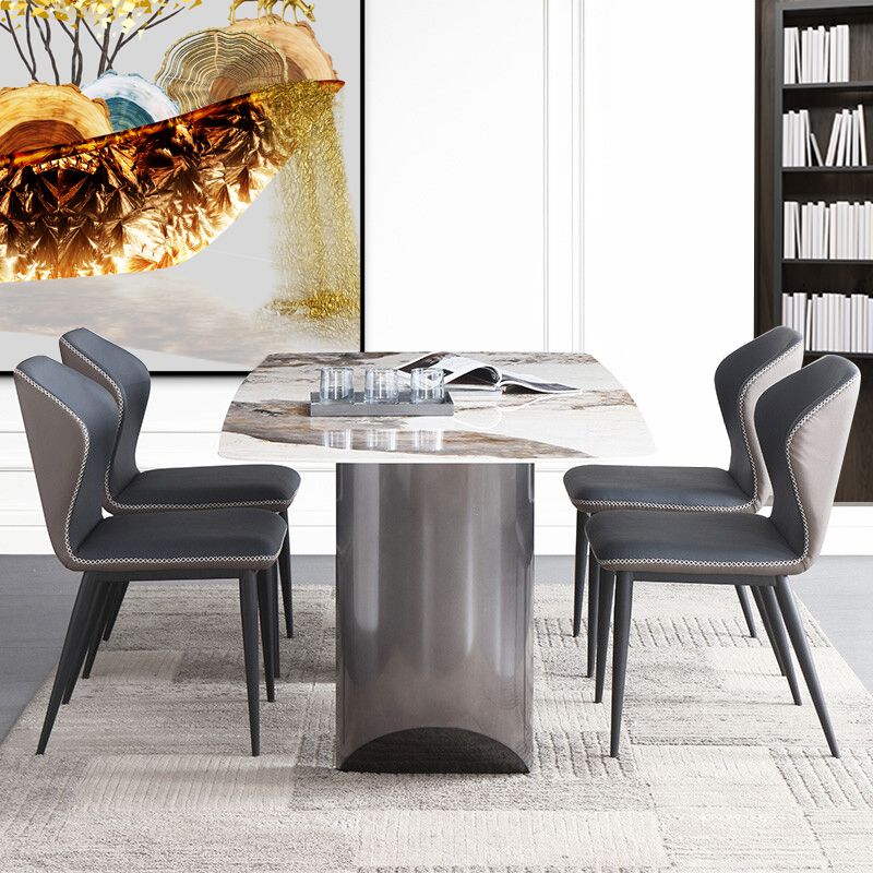 Modern Sintered Stone Top Dining Set Rectangle 1/2/5/7 Pieces Dining Area Table Set Clearhalo 'Dining Room Sets' 'Dining Tables & Seating' 'dining_room_set' 'furn' 'furn_dining_room_set' 'Furniture' 'furniture_dining_room_set' 'Kitchen & Dining Furniture' 1200x1200_dfcc24f9-b3ca-455a-8c6f-a2ec2bbacaf0