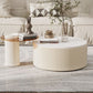 Round Slate Top Coffee Table Glam Drum Coffee Cocktail Table