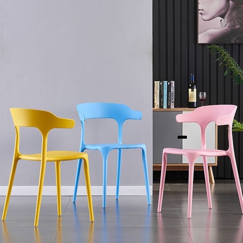 Scandinavian Home Stacking Arm Chair Matte Finish Plastic Dining Chair Clearhalo 'Dining Chairs' 'Dining Tables & Seating' 'dining_chair' 'furn' 'furn_dining_chair' 'Furniture' 'Kitchen & Dining Furniture' 1200x1200_dfd051a3-eee8-4787-9d4d-6f981576e0fc