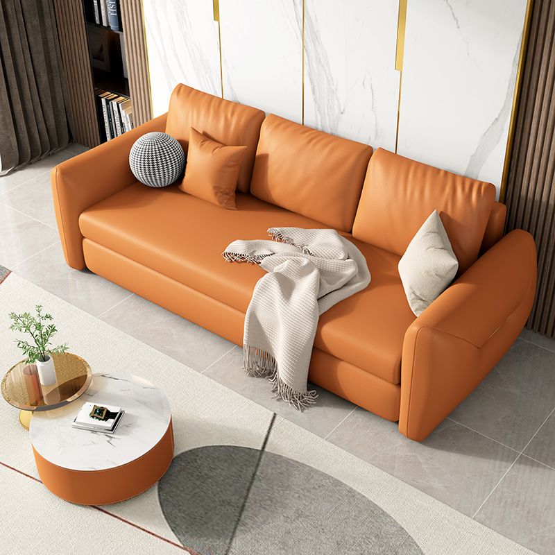 Fausse cuir en cuir carré bras canapé de lit contemporain en marron