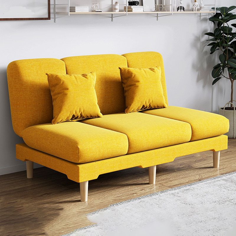 Armless Slpeeper Sofa Azure/Yellow/Grey Linen 31.5" High Sofa Clearhalo 'Furniture' 'furniture_sofas' 'kitchen' 'kitchen_sofas' 'Living Room Furniture' 'Sofa' 'sofas' 1200x1200_dfd0dfb6-9883-427c-b00b-d3317d9338d8