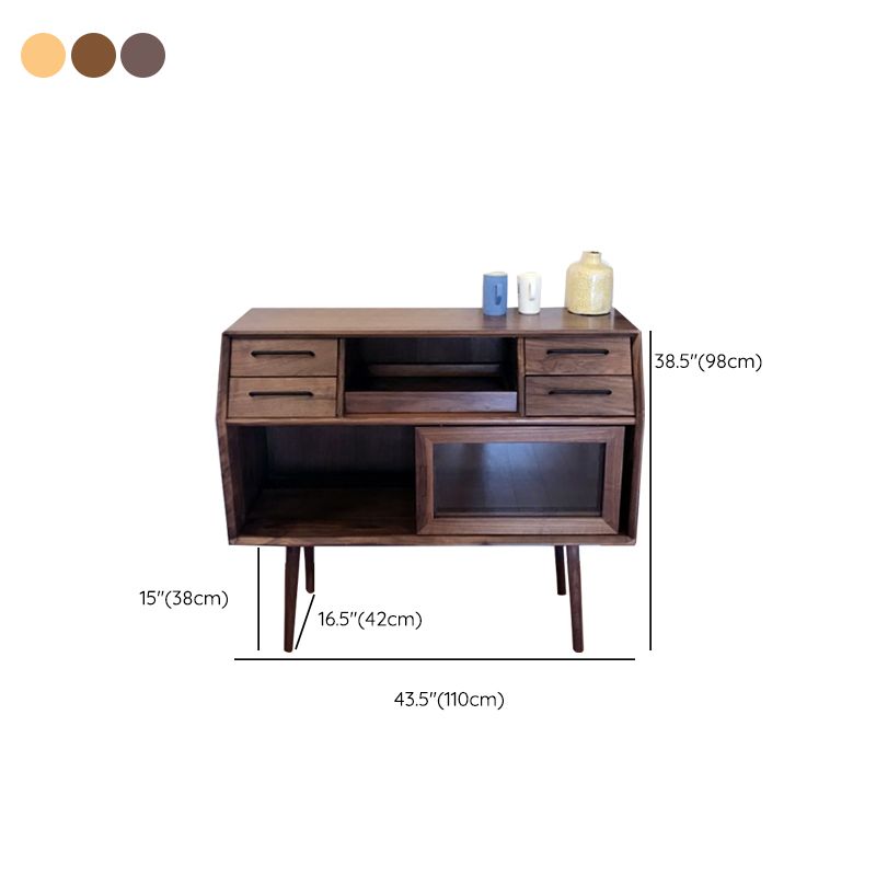 Server da pranzo per porte scorrevoli Credenza in legno massiccio di pino con porta di vetro